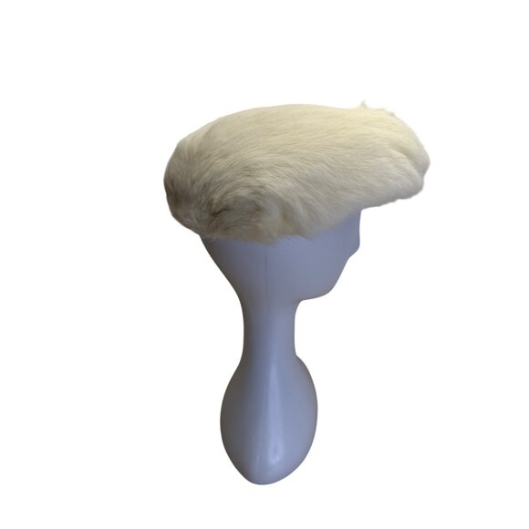 Vintage White Rabbit Fur Womens Beret Hat - Picture 2 of 6